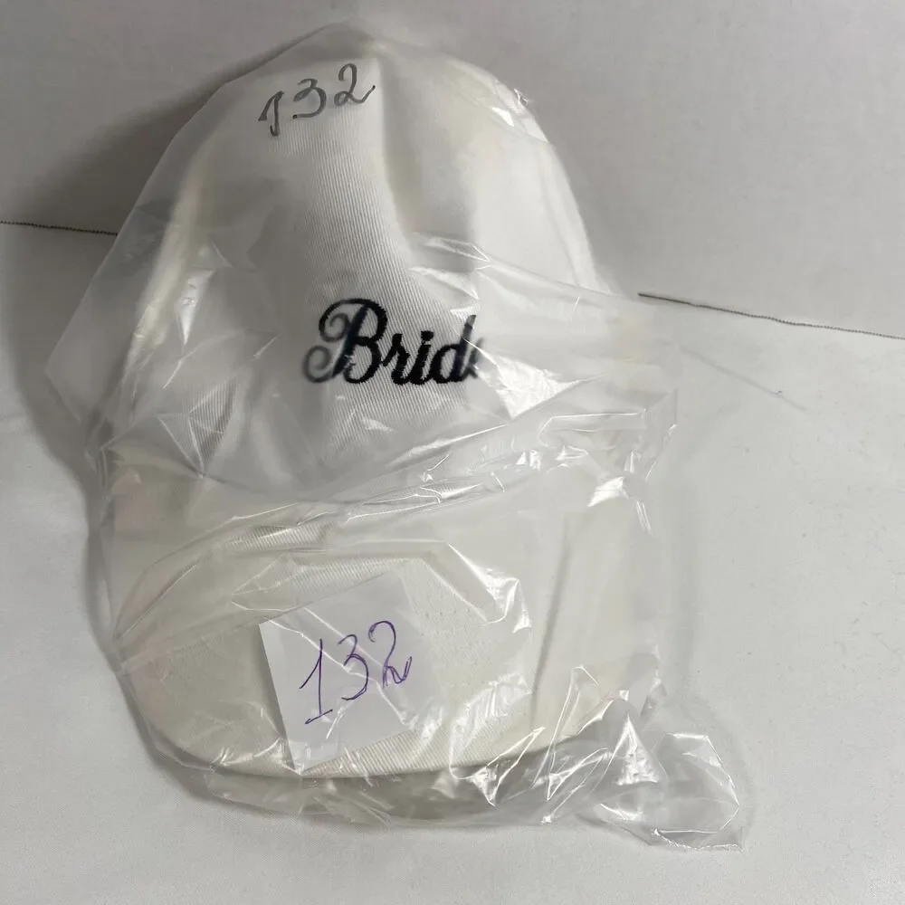 Bride White Black Embroidered Wedding Bachelorette Adjustable Baseball Hat